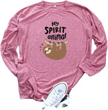 Faultier-Shirt für Damen, My Spirit Animal, langärmelig, grafische Bluse