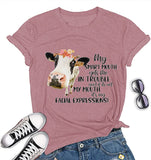 Women My Smart Mouth Gets me in Trouble Funny Heifer T-Shirt Cow Graphic Shirt