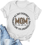 Women Mom Mode All Day Everyday T-Shirt Leopard Mom Shirt