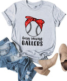 Damen Busy Raising Ballers Baseball-T-Shirt, lässiges Grafik-T-Shirt