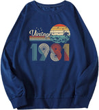 Sweatshirt mit Vintage-Motiv „1981“ für Damen, 40 Jahre alt, Geburtstagsgeschenk, Langarmshirt