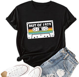 Women Pesonalise Vintage Cassette T-Shirt Best of 1979 Tee Tops
