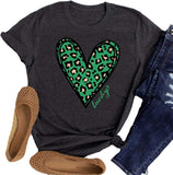 Women Buffalo Plaid & Leopard Heart T-Shirt