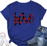 Chemise à carreaux Buffalo Love Hearts pour femmes, t-shirts de saint-valentin