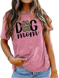 Dog Mom Tees Women Mom Gift Short Sleeve Graphic T-Shirt