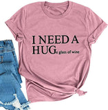 FZLYE Damen-T-Shirt „I Need A Huge Glass of Wine“, kurzärmelig, Taco-T-Shirts, Margarita-Shirt, lustige Trink-Tops (groß, A1rot)