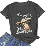 T-Shirt pour femmes, je suis juste une fille qui aime les vaches, chemise mignonne pour amoureux des vaches