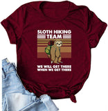 Women Sloth Hiking Team T-Shirt Funny Sloth Graphic Shirt