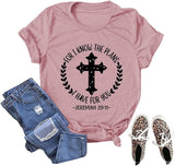 Christliches T-Shirt für Frauen mit der Aufschrift „Ich kenne die Pläne, die ich für dich habe“