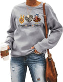 Peace Love Turkey Sweatshirt for Women Thanksgiving Graphic Clothing Shirt
