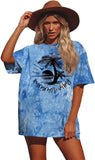 T-Shirt mit Aufdruck „Summer Vibes“ für Damen, Sommershirt, Batikmuster, modisches Grafik-T-Shirt