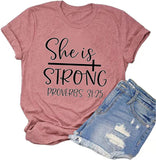 Elle est forte T-shirt pour les femmes Chemise inspirante Proverbes 31:25 Chemise