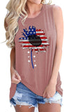 Women Sunflower American Flag Tank Tops Fashion Sunflower Shirt