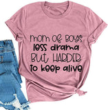 Frauen Mama von Jungs weniger Drama T-Shirt Mama Leben Shirt