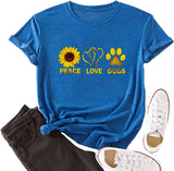 Femmes Peace Love Dogs T-Shirt Chien Maman Chemise