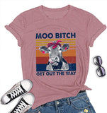 Women Moo Bitch Get Out The Hay T-Shirt Heifer Graphic Shirt