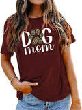 Dog Mom Tees Women Mom Gift Short Sleeve Graphic T-Shirt