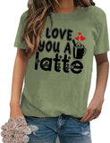 T-shirt pour femme, je t'aime, un latte, Be Mine, pour la saint-valentin