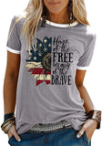 Women Home of The Free Because of The Brave T-Shirt American Flag Shirt