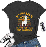 Women Sloth Llama Hiking Team T-Shirt Funny Llama Sloth Graphic Shirt