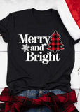 Women Merry and Bright Christmas T-Shirt Christmas Tree Shirt