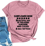 Sunflower Mom T-Shirt for Women Cute Sunflower Shirt