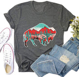 Frauen Buffalo Kaktus T-Shirt Tribal Buffalo Kuh Shirt
