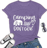 Women Camping Hair Don't Care T-Shirt Camping Shirt