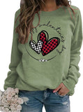 Happy Valentines Day Sweat Femme Buffalo Plaid Mignon Coeur Chemise