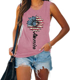 Amerika Sonnenblume Tank für Frauen USA Flagge Blume Freiheit Unabhängigkeit Shirt