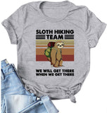 Women Sloth Hiking Team T-Shirt Funny Sloth Graphic Shirt