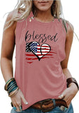 Chemise sans manches Blessed Heart pour femmes, débardeur imprimé drapeau américain