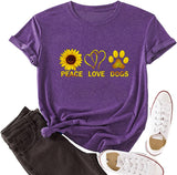 Femmes Peace Love Dogs T-Shirt Chien Maman Chemise