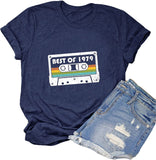 Women Pesonalise Vintage Cassette T-Shirt Best of 1979 Tee Tops