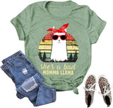 Funny Llama Mom Shirt Women She's A Bad Momma Llama T-Shirt