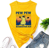 Pew Pew Madafakas Tank Top für Frauen, lustiges Pew Pew Katzenshirt