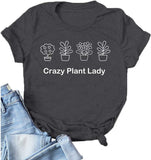 Damen Crazy Plant Lady Grafik T-Shirt