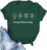 Damen Crazy Plant Lady Grafik T-Shirt
