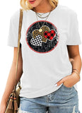 Women Buffalo Plaid & Leopard Heart T-Shirt Valentine Shirt