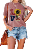 Chemise d'amour drapeau américain pour femmes, t-shirts du jour de l'indépendance du 4 juillet