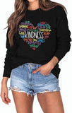 Damen Sweatshirt mit Aufschrift „Kindheit, Liebe, Herz“, langärmelig