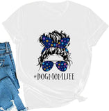 T-shirt femme Dog Mom Life, chemise graphique mignonne pour les amoureux des chiens
