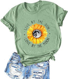 T-Shirt tournesol pour femmes, Live by The Sun Love by The Moon