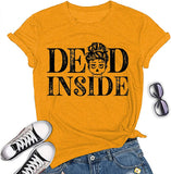 T-shirt rétro Dead Inside Skull pour femmes, chemise graphique avec crâne