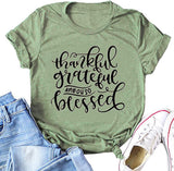 T-shirt pour femmes reconnaissantes et bénies