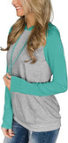 Damen Kontrastfarbe Raglanärmel Kapuzentasche Shirt Modische Bluse