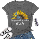 Damen T-Shirt mit Aufschrift „Words of Wisdom“, Schmetterling, Sonnenblume