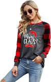 Frauen Mama Claus Weihnachten Mutter Hemd Langarm Buffalo Plaid Mode Tops