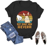 Women Best Bunny Mom Ever T-Shirt Rabbit Shirt