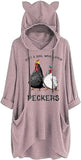 Pecker-Shirt für Frauen „Just A Girl Who Loves Peckers“ Strick-Kapuzenpullover mit 3/4-Ärmeln und Taschen